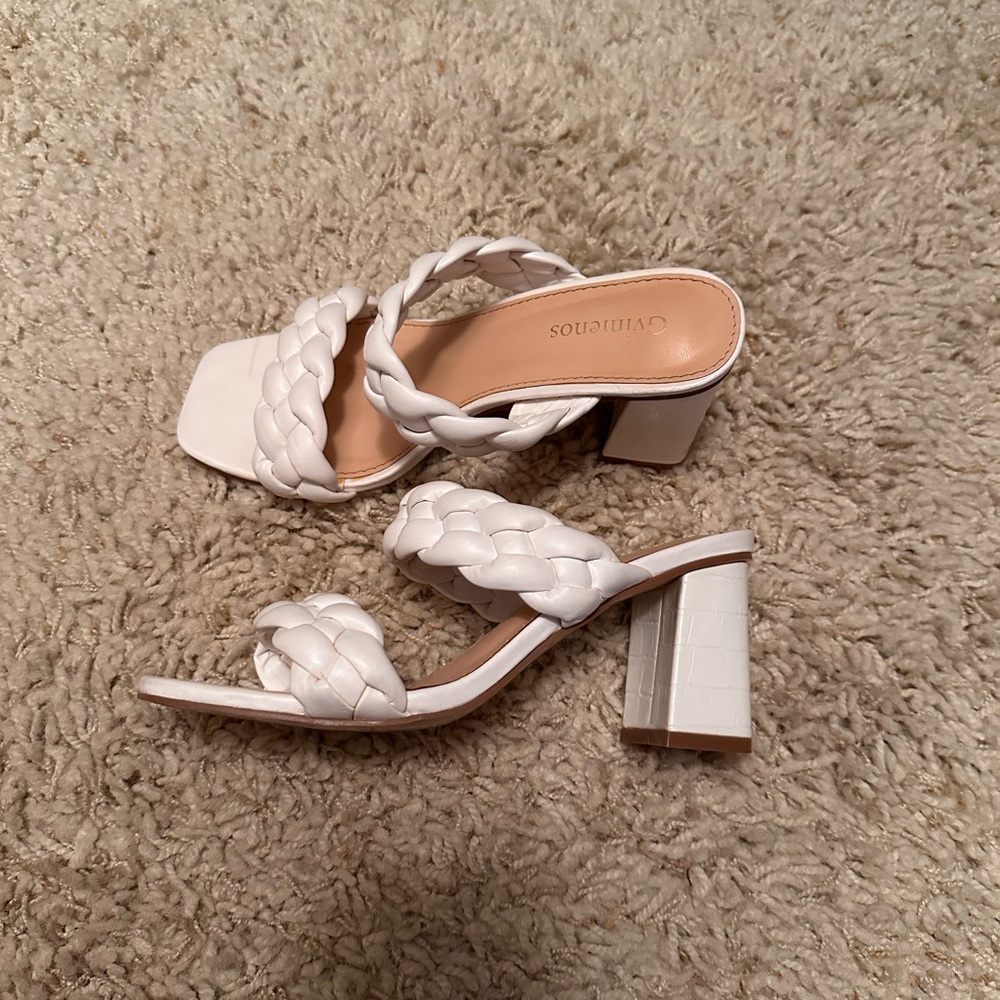 White Braided Heeled Sandals